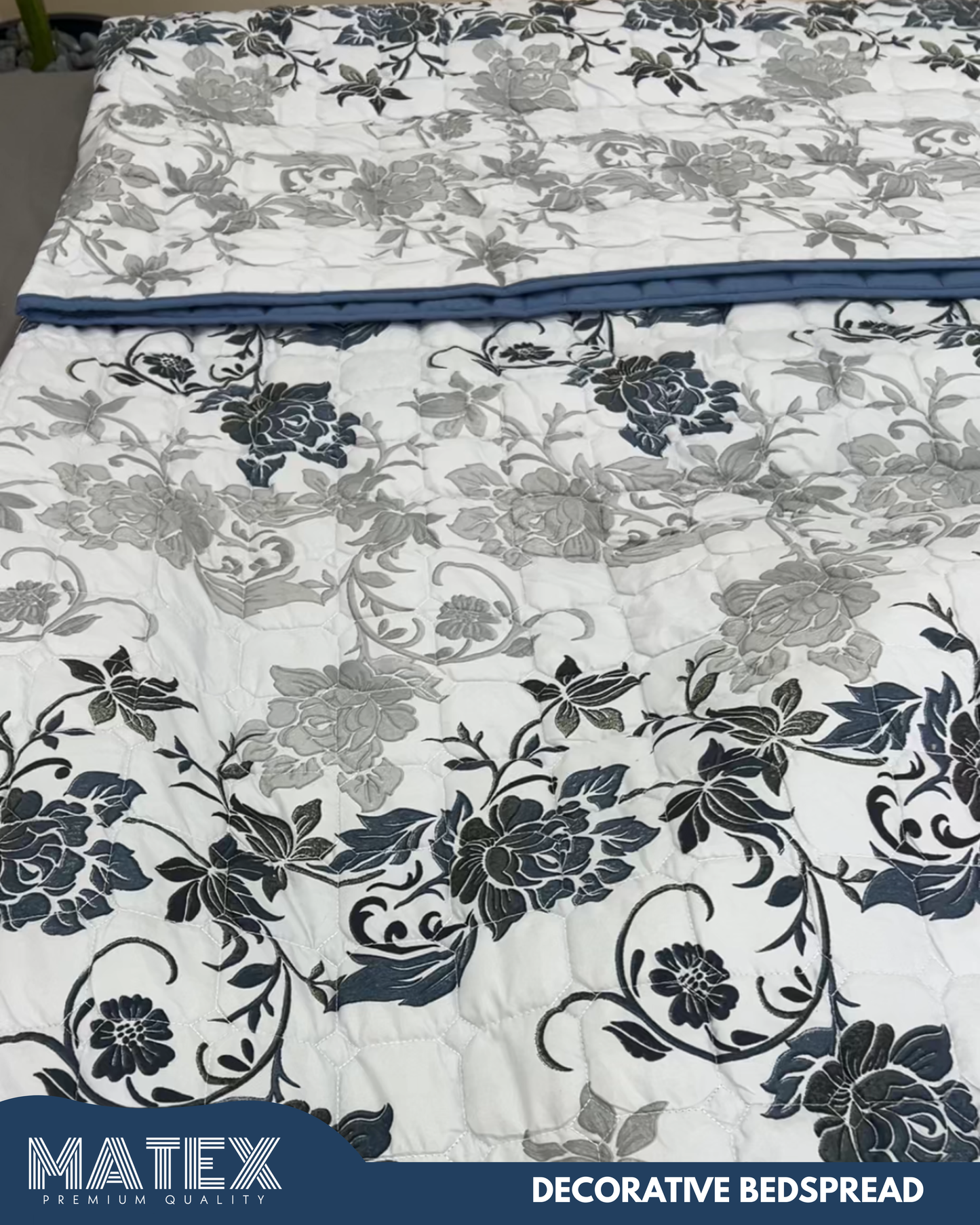Blue Royale Blossom Decor Bedspread