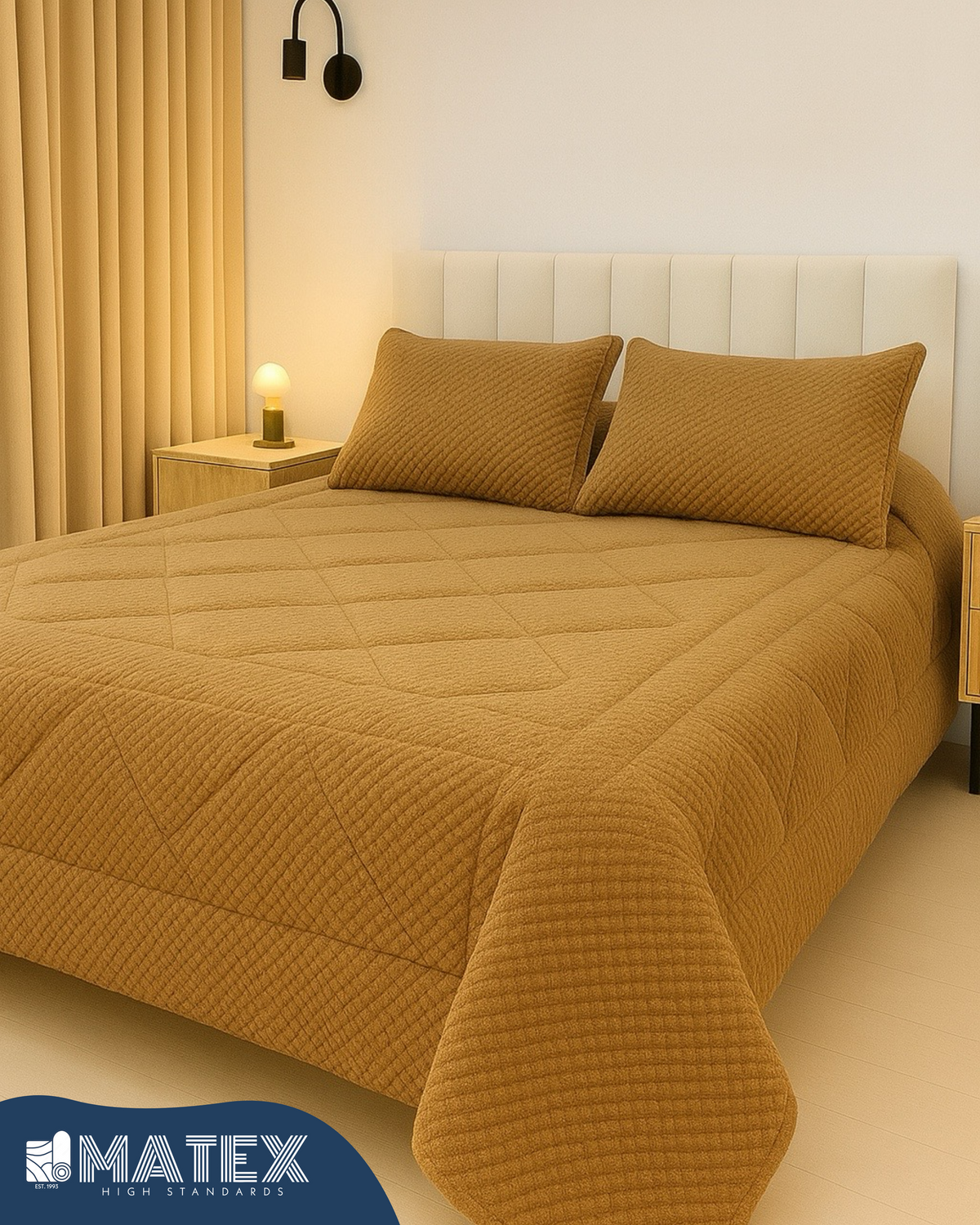 Single Size Coffee Beige Rabbit Faux Fur Sherpa Comforter
