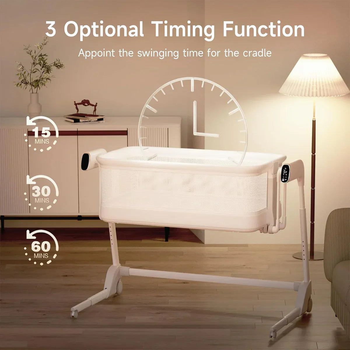 Miila - Nova Smart Snoothing Bassinet - 2in1 Baby Bassinet & Playpen - White