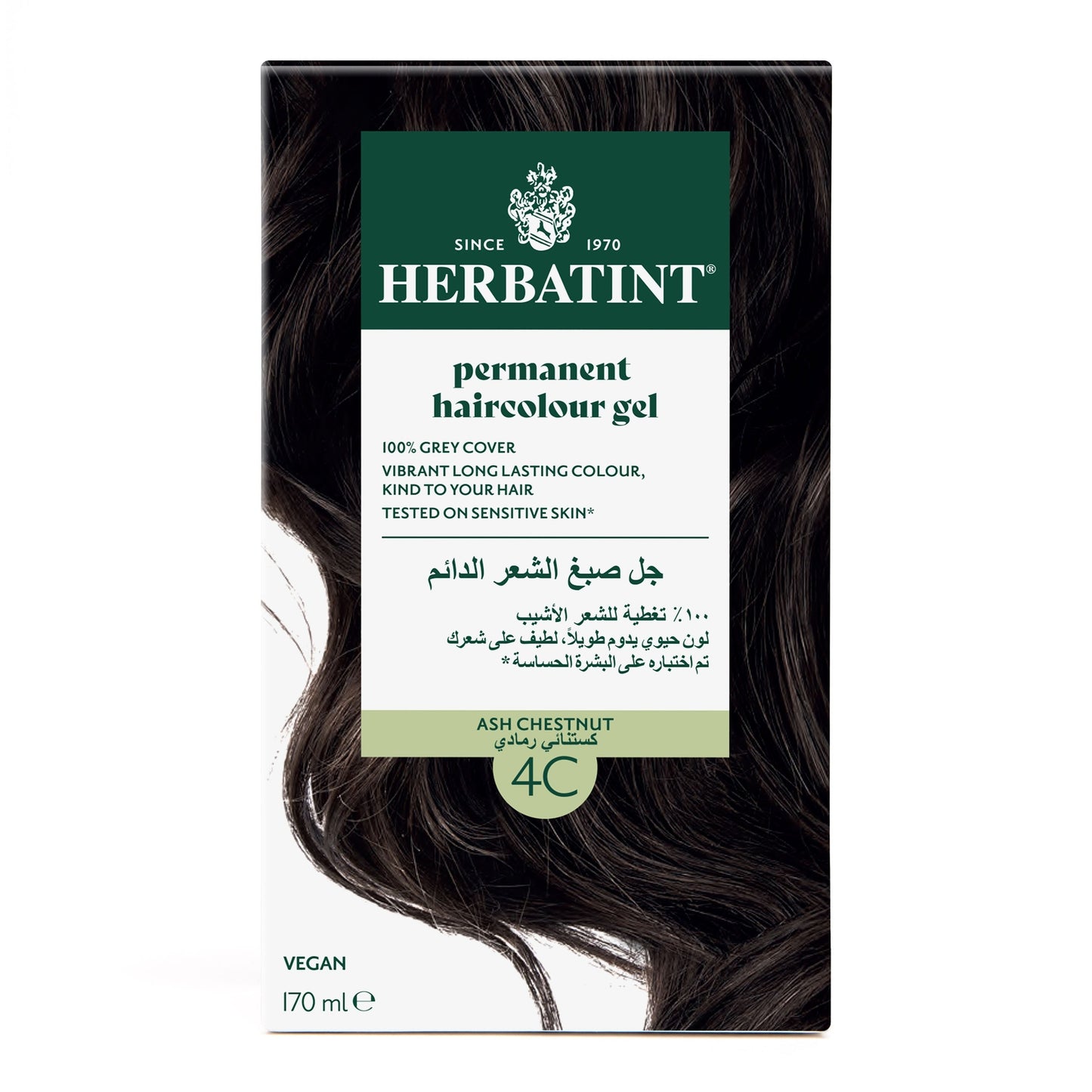 Herbatint, Permanent Haircolor Gel, 4C, Ash Chestnut 150ML