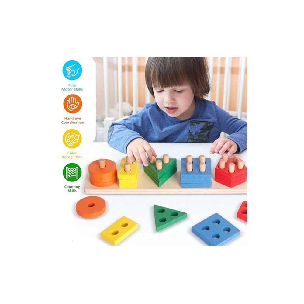 Wood Five Column Shape Matching Playset Lebanon