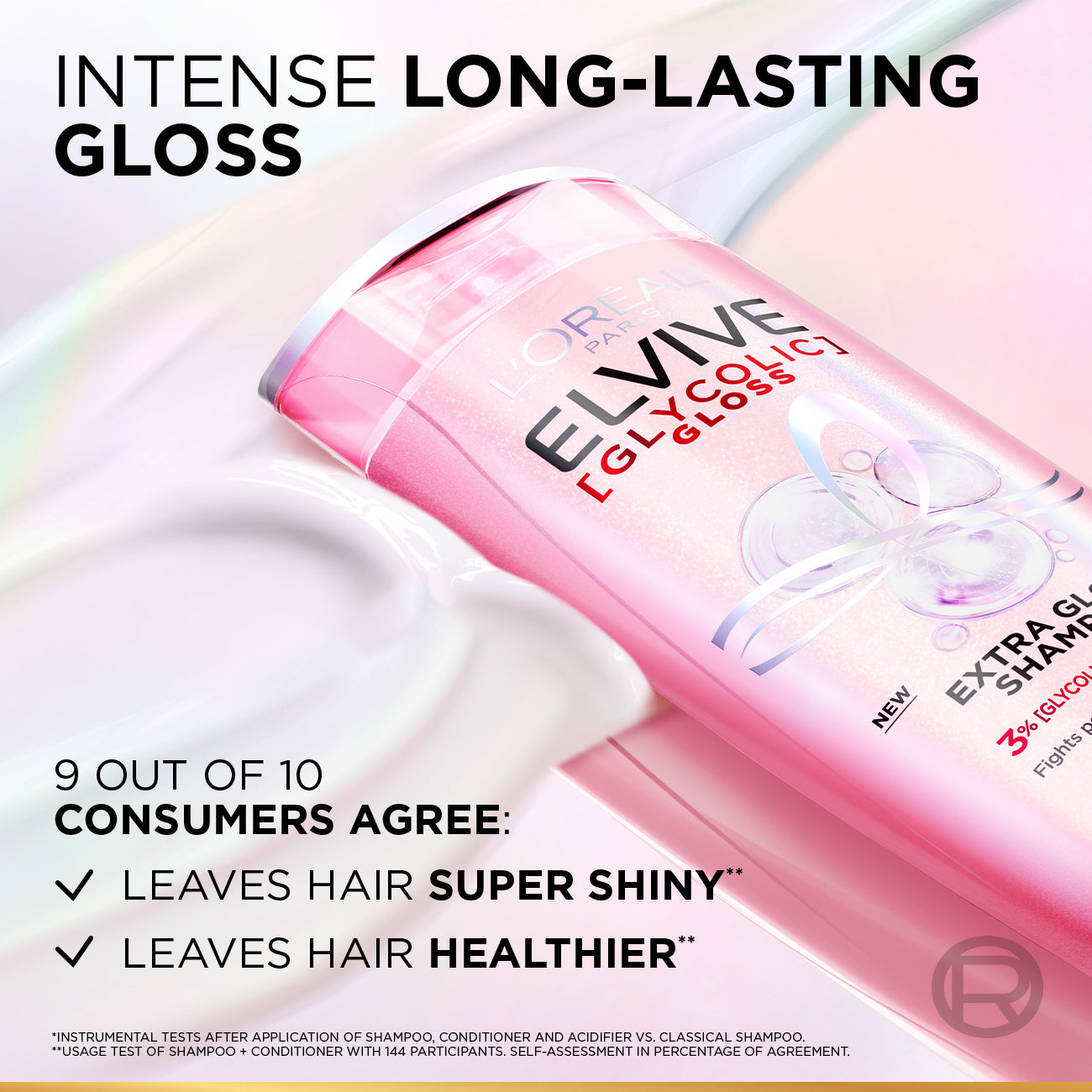 L'Oréal Paris Elvive Glycolic Gloss Extra Gloss Shampoo for Dull Porous Hair Powered by 3% Glycolic Acid
