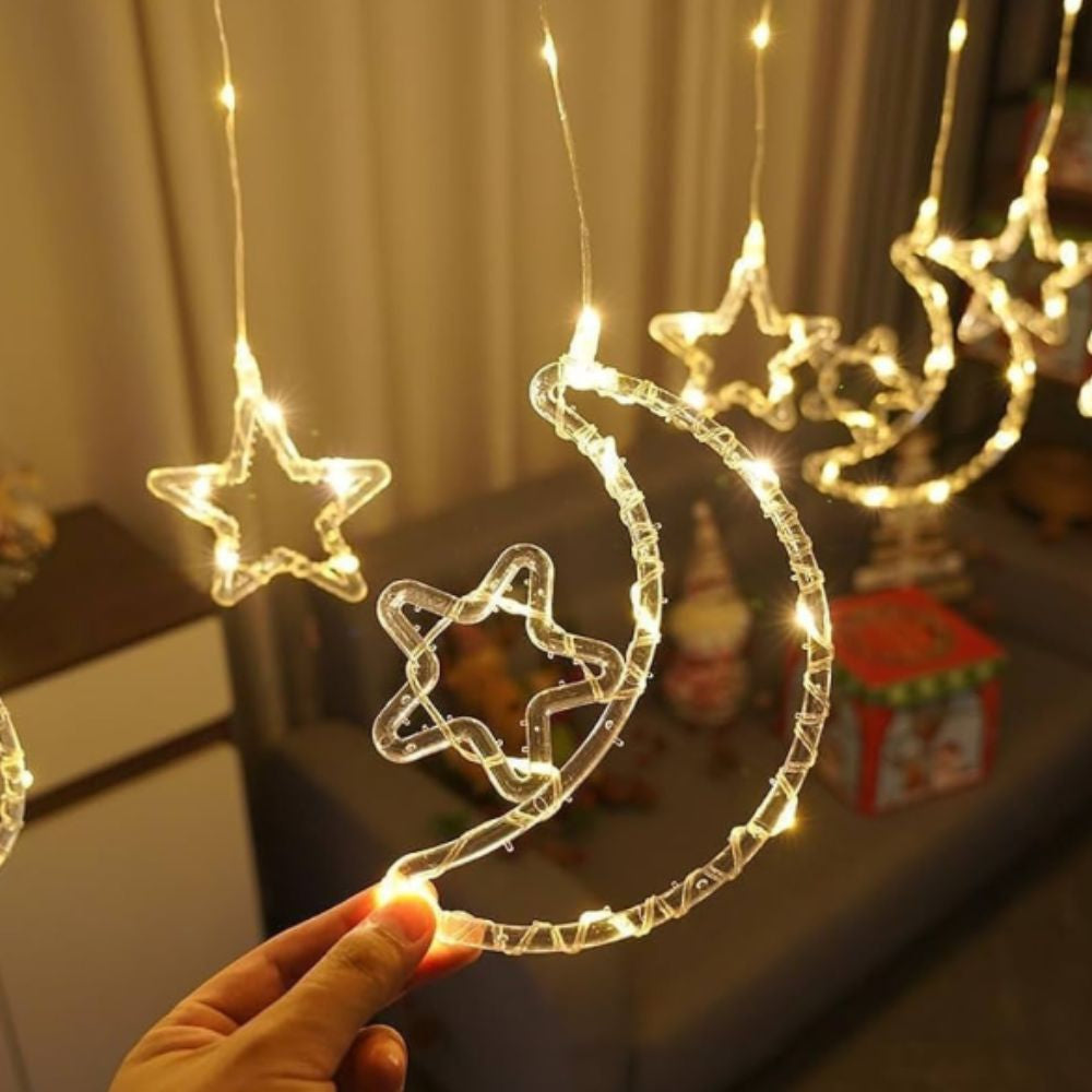 (Net)Star and Moon Curtain String Lights Lebanon