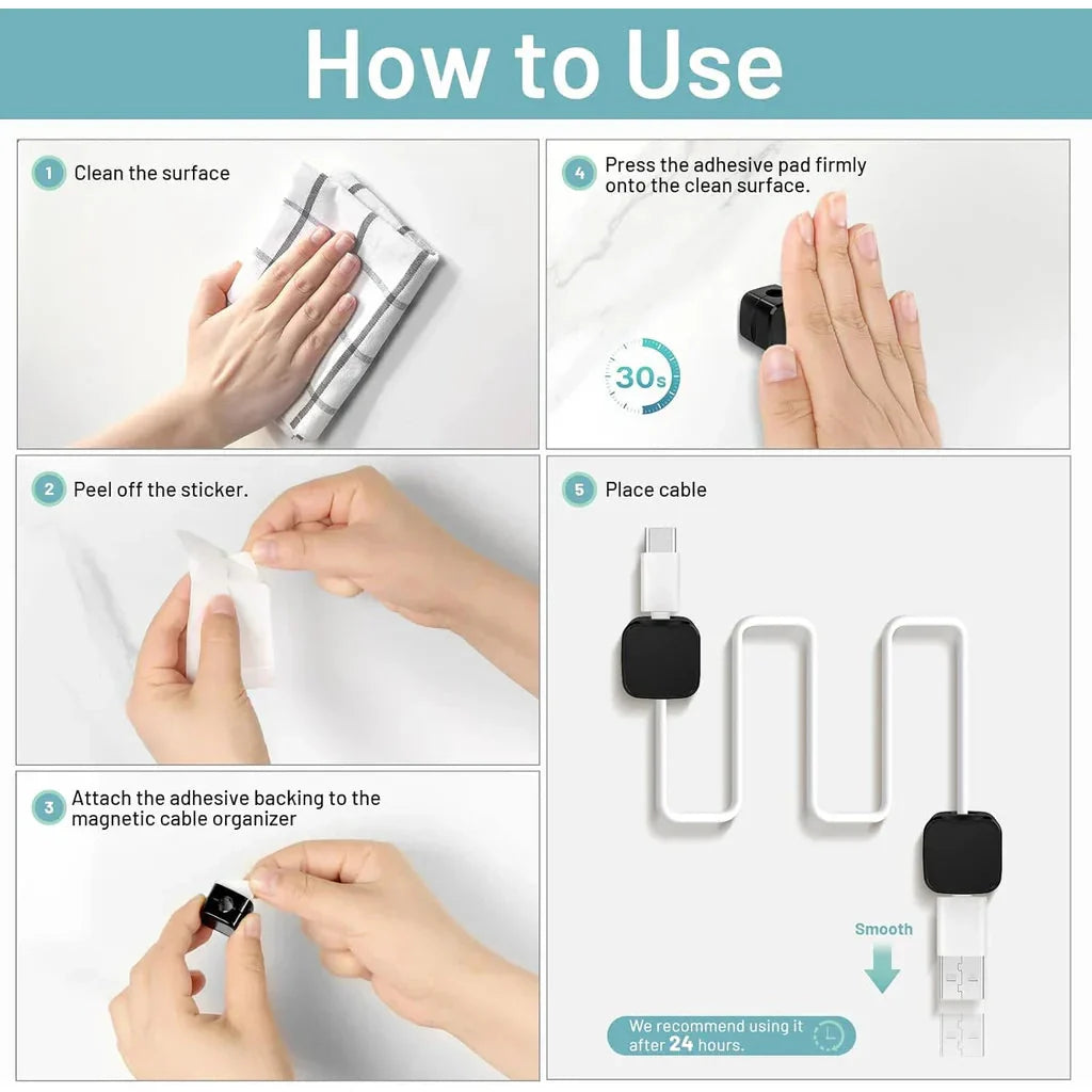 Magnetic Cable Clips (6 Pcs)
