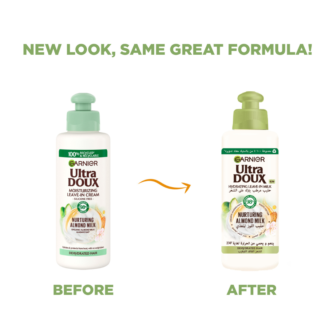 Garnier Ultra Doux Nourishing Almond Milk Leave In Conditioning Cream For Dehydrated Hair 200ml
