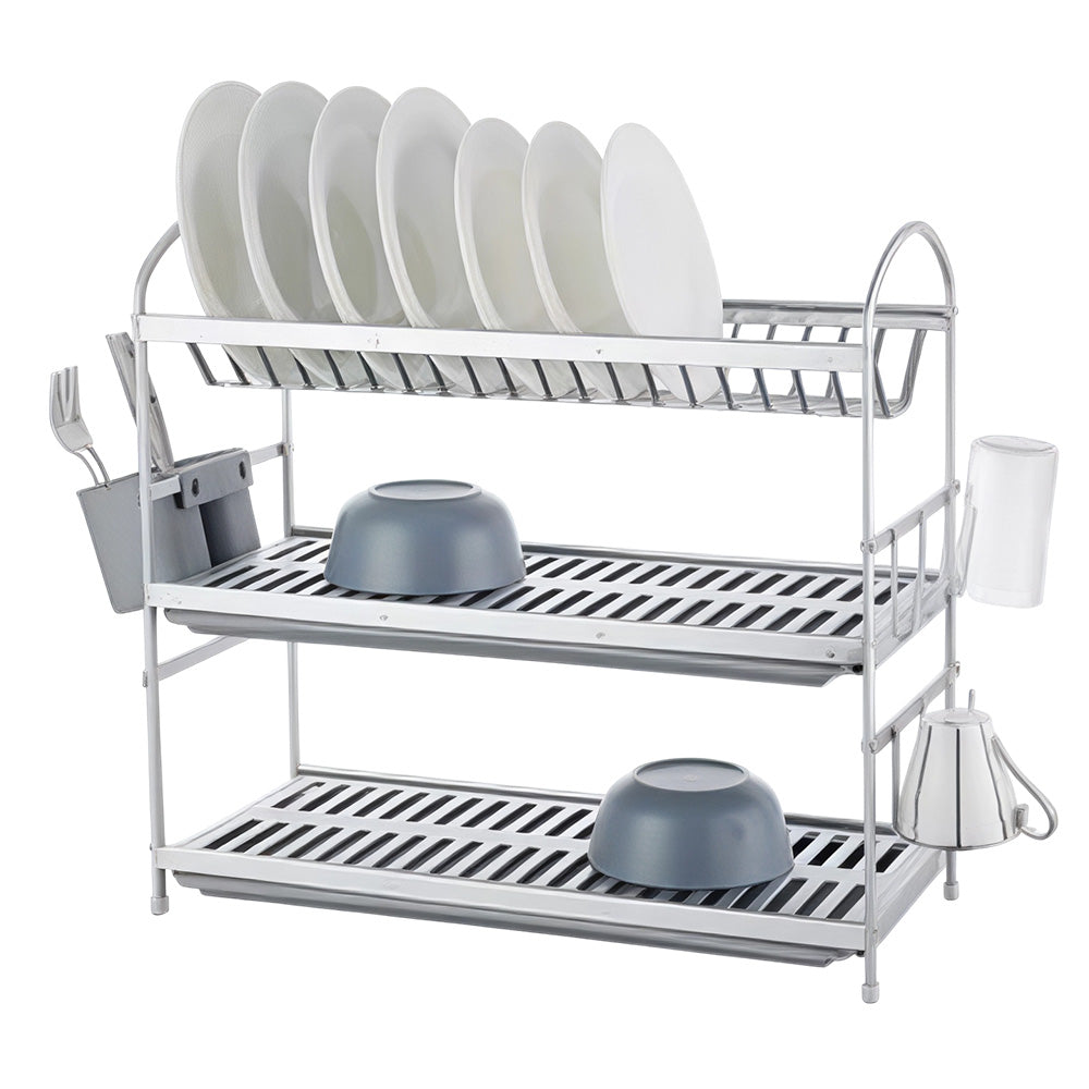 65-cm Aluminum Large 3-Layer Dish Rack