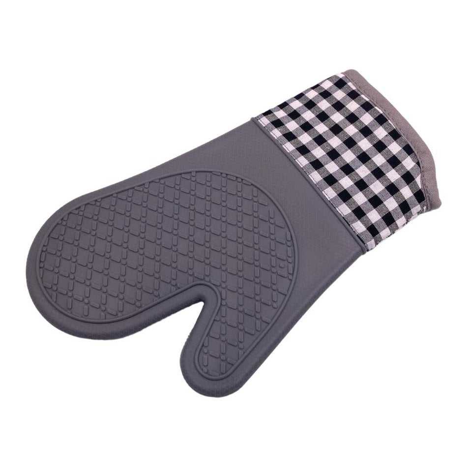 Checkered Silicon Oven Mitt with Thick Inner Lining