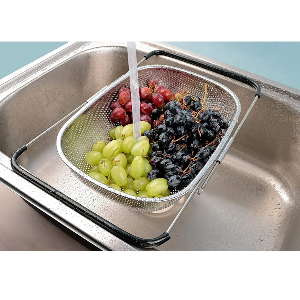 Danny Home Stainless Steel Colander Expandable Strainer Fine Mesh Basket 34cm