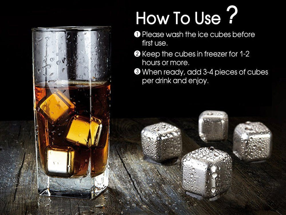 Stainless Steel Ice Cubes Set of 4