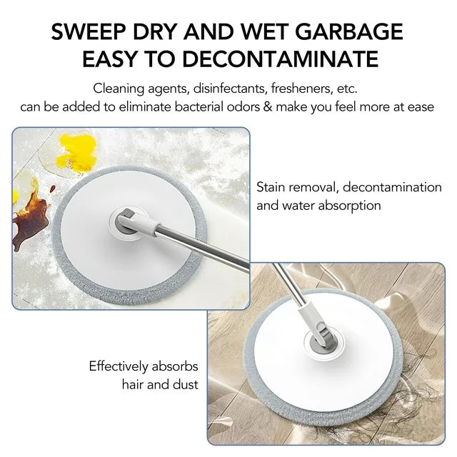 Circle Round Microfiber Floor Mop and Bucket Set ‚Äì 180¬∞ Rotating Mop Head with Round Bucket & Adjustable Handle - Medaid International