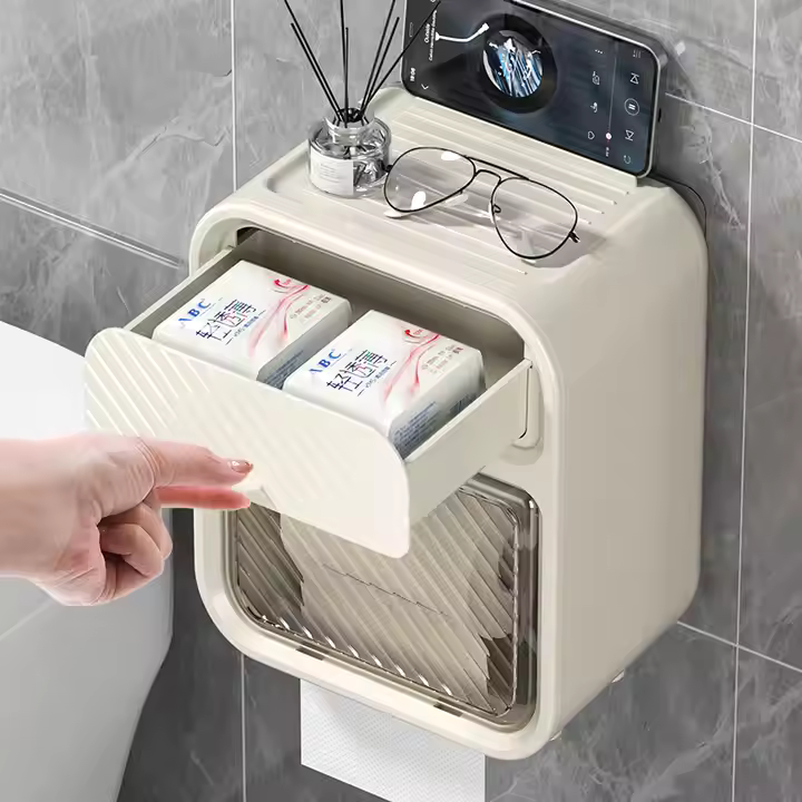 2 in 1 Tissue Box with Storage Drawer(Wall Mounted)