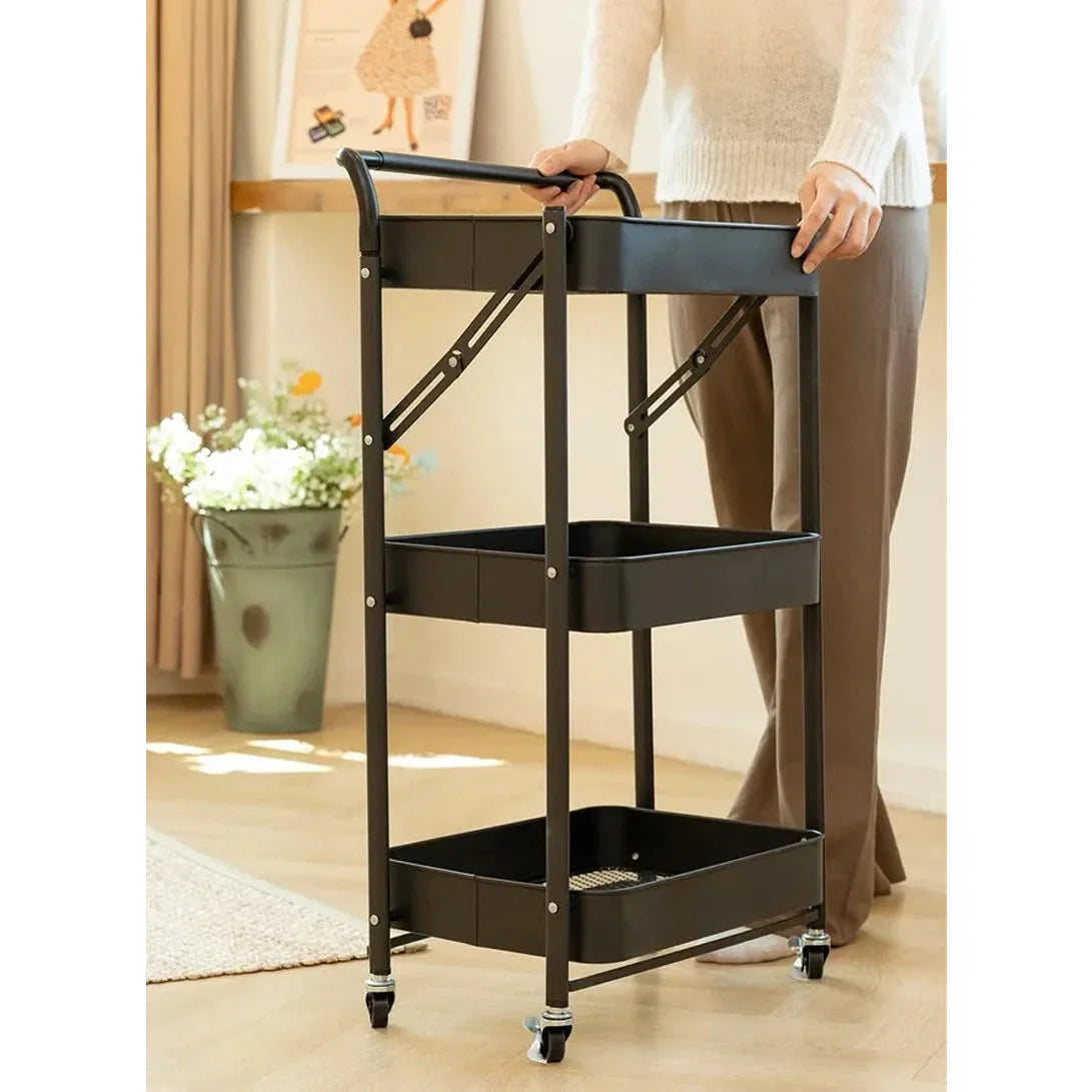 3-Layer Wheeled Carbon Steel Trolley