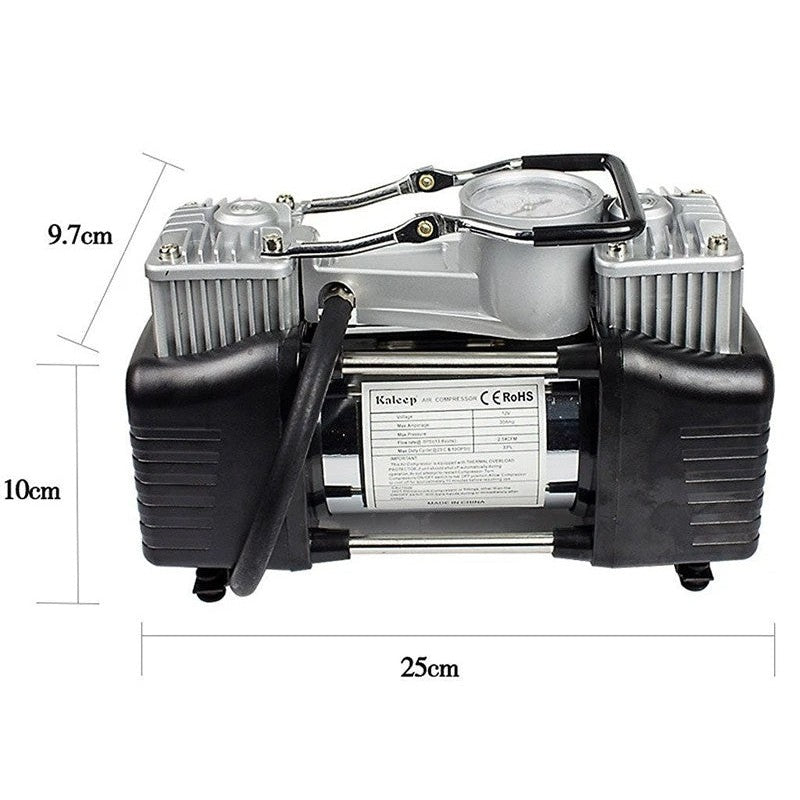 Portable Air Compressor Pump Tire Inflator with Digital Gauge, Heavy Duty Double Cylinder 12V Tire Pump 150 PSI with Tire Repair Kit