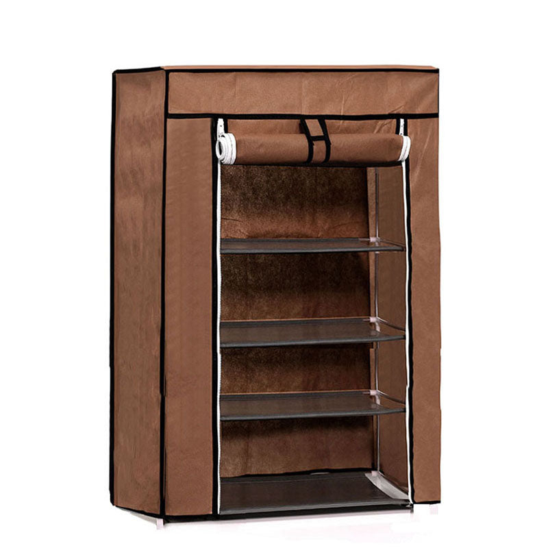 5 Layer Shoe Racks for Shoe Storage with Dustproof Non Woven Fabric Cover Multipurpose Racks Organizer for Shoes Clothes Books Brown - Medaid International