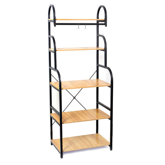 5 Tier Multifunctional Kitchen Rack with 2 Wave Rod Microwave Oven Organizer Stand Storage Racks Holds Up to 20 KG for Kitchen Dining Room Living Room - Medaid International