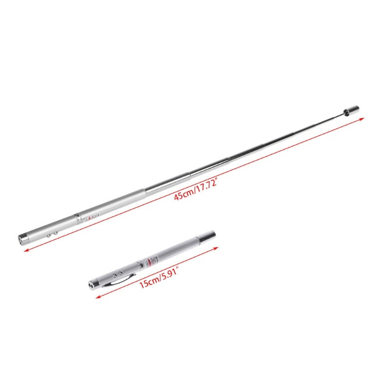 5 in 1 Power Point Telescopic Red Laser Pointer Pen Teaching Tool Ball LED Light