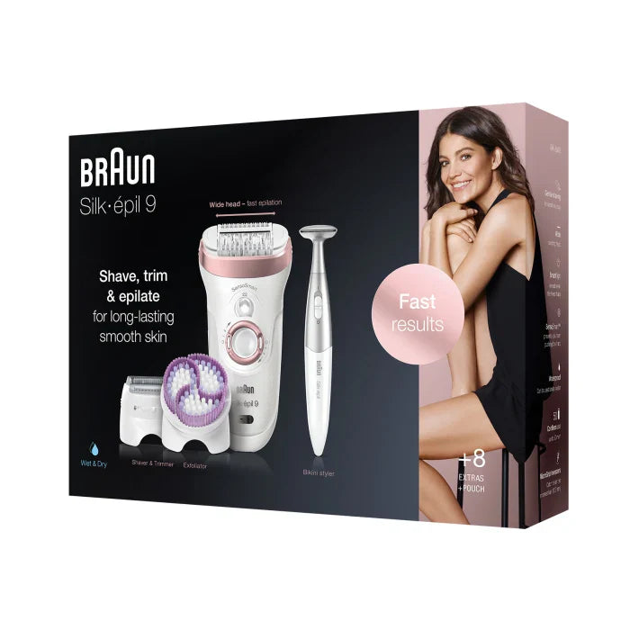 Braun Silk-épil 9 SkinSpa SensoSmart™ 9/980 Wet & Dry epilator with 8 extras incl. Silk-épil 3in1 trimmer