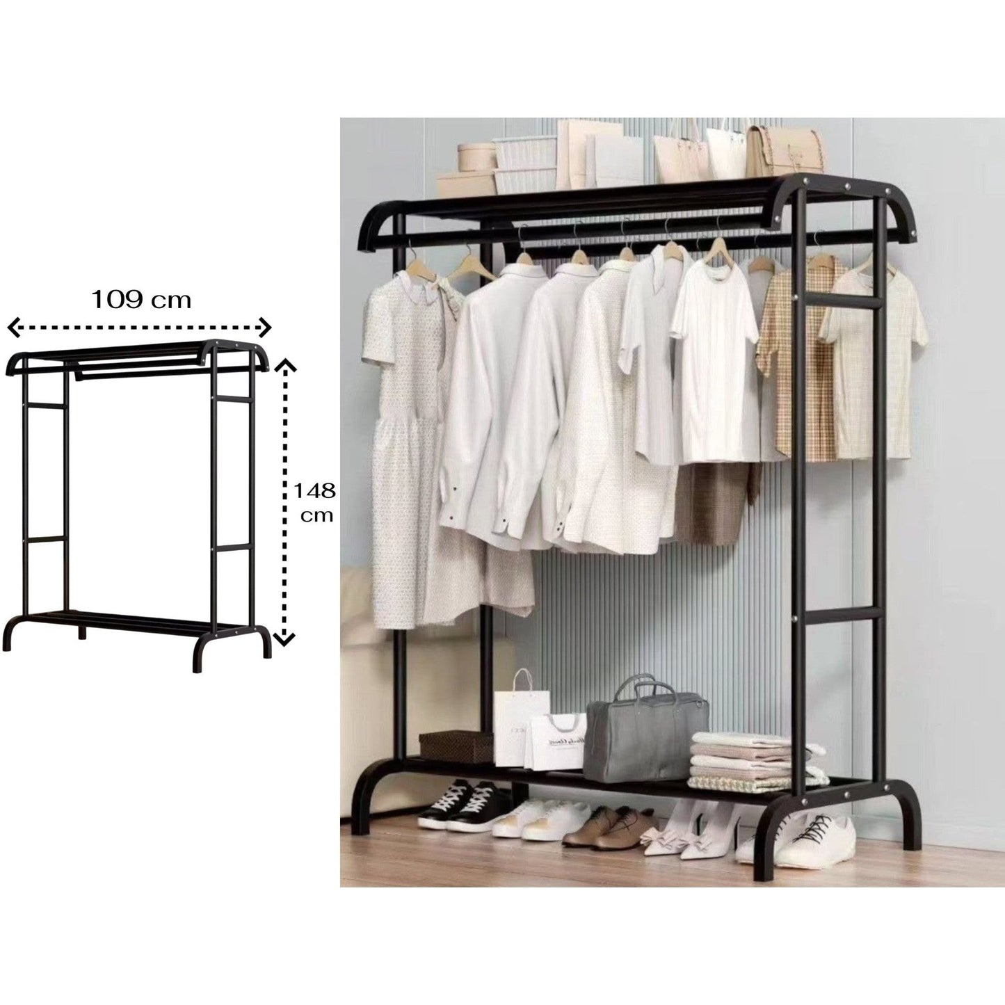Heavy Duty Freestanding Wardrobe Metal Clothing Rack