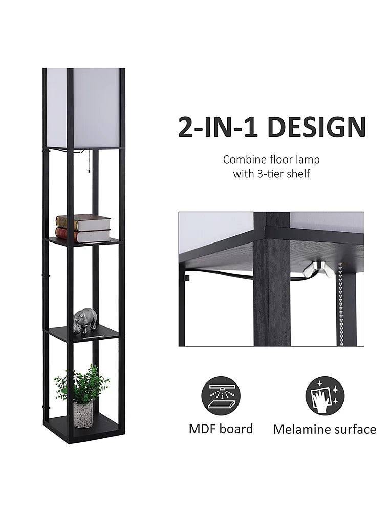 3-Tier Floor Lamp with Shelf