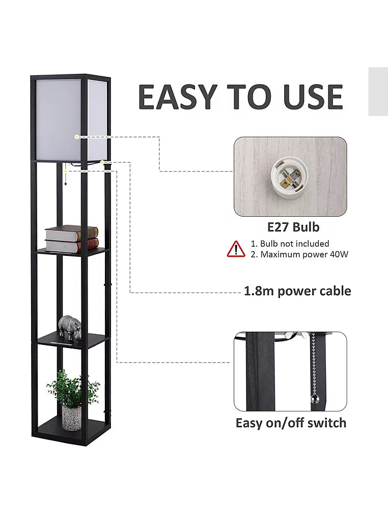 3-Tier Floor Lamp with Shelf