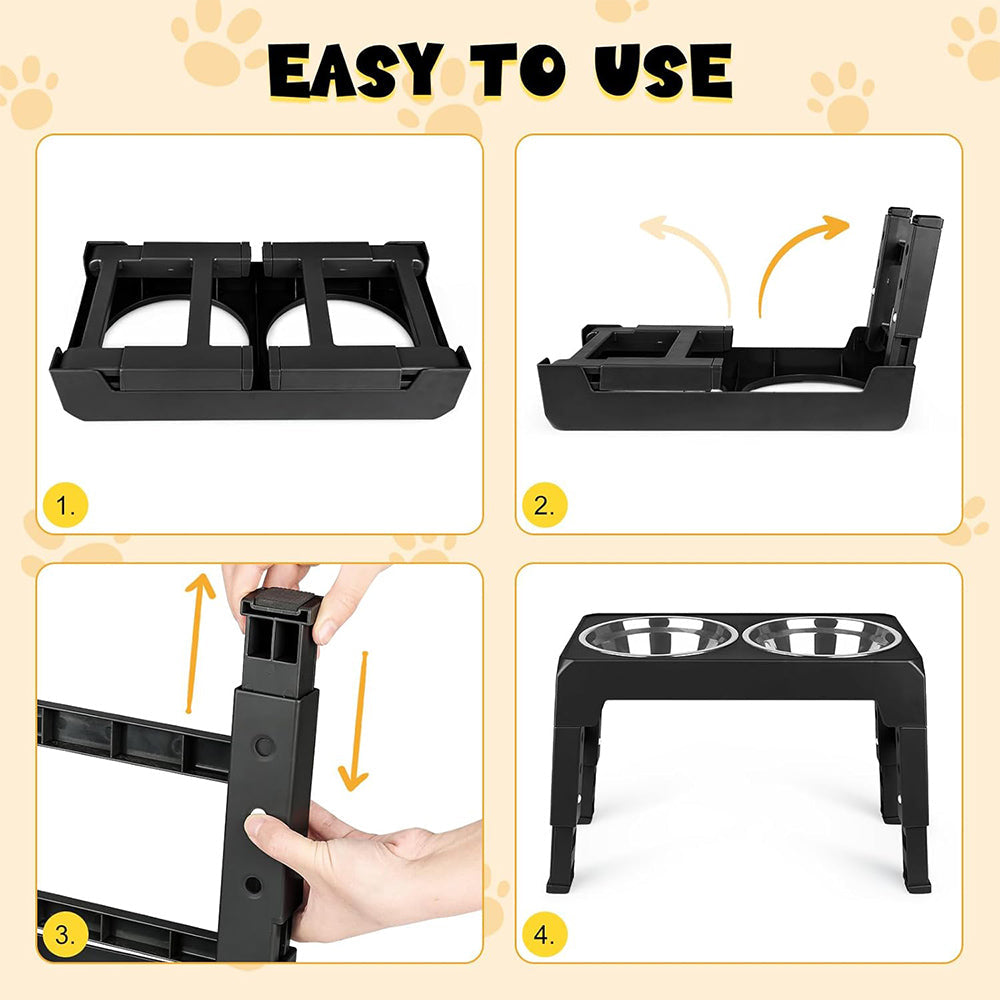 Raised Dog Bowls – 3 Height Adjustable Stand