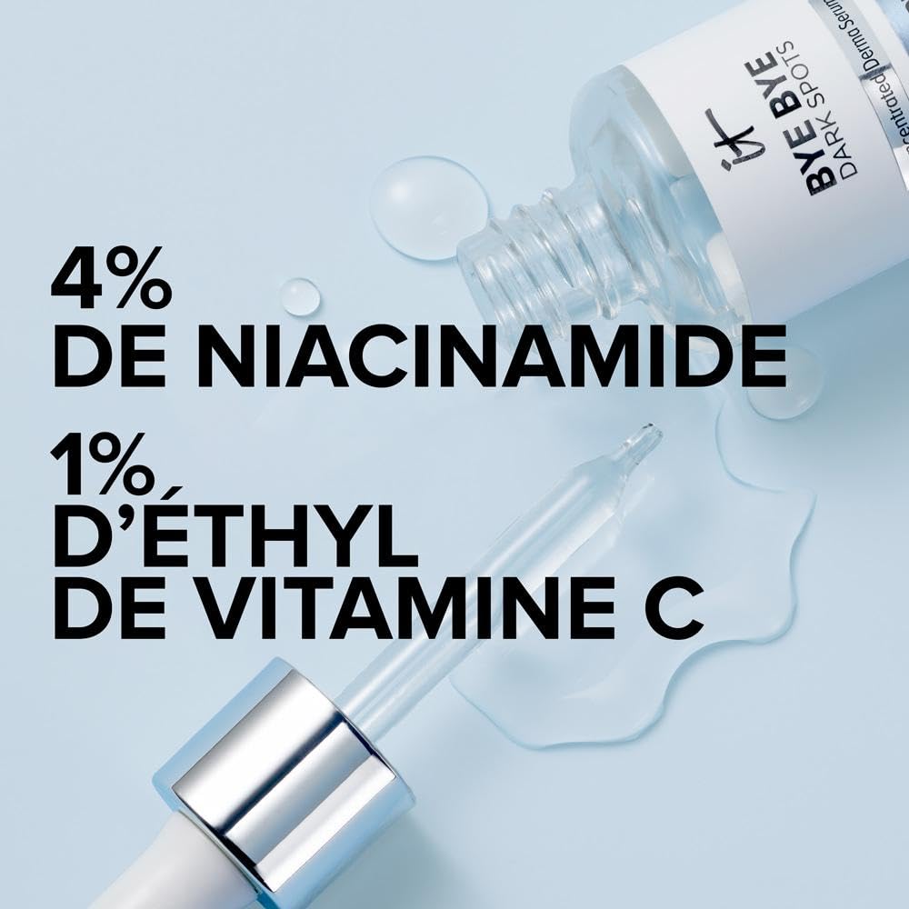 IT Cosmetics Bye Bye Dark Spots 4% Niacinamide Serum - Visibly Reduces Dark Spots & Improves Skin Clarity In 8 Weeks - Facial Serum with 1% Ethyl Vitamin C - For All Skin Types - 1 Fl. Oz - Medaid International