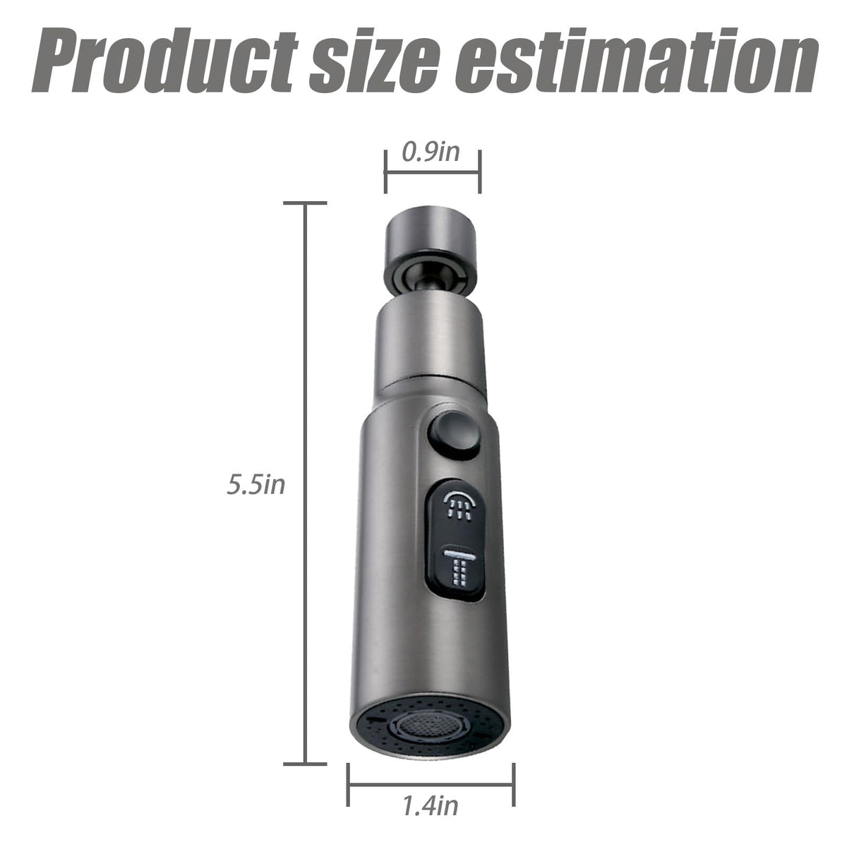 Kitchen Tap Spray Head Faucet Extender Aerator, 360° Swivel Sink Faucet Attachment with 3 Function Modes, Universal Adapter for Kitchen and Bathroom