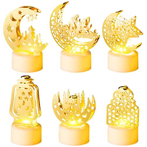 Cuweipeng - 6Pcs Mini Lantern Lights for Ramadan, Battery-Operated LED Decor