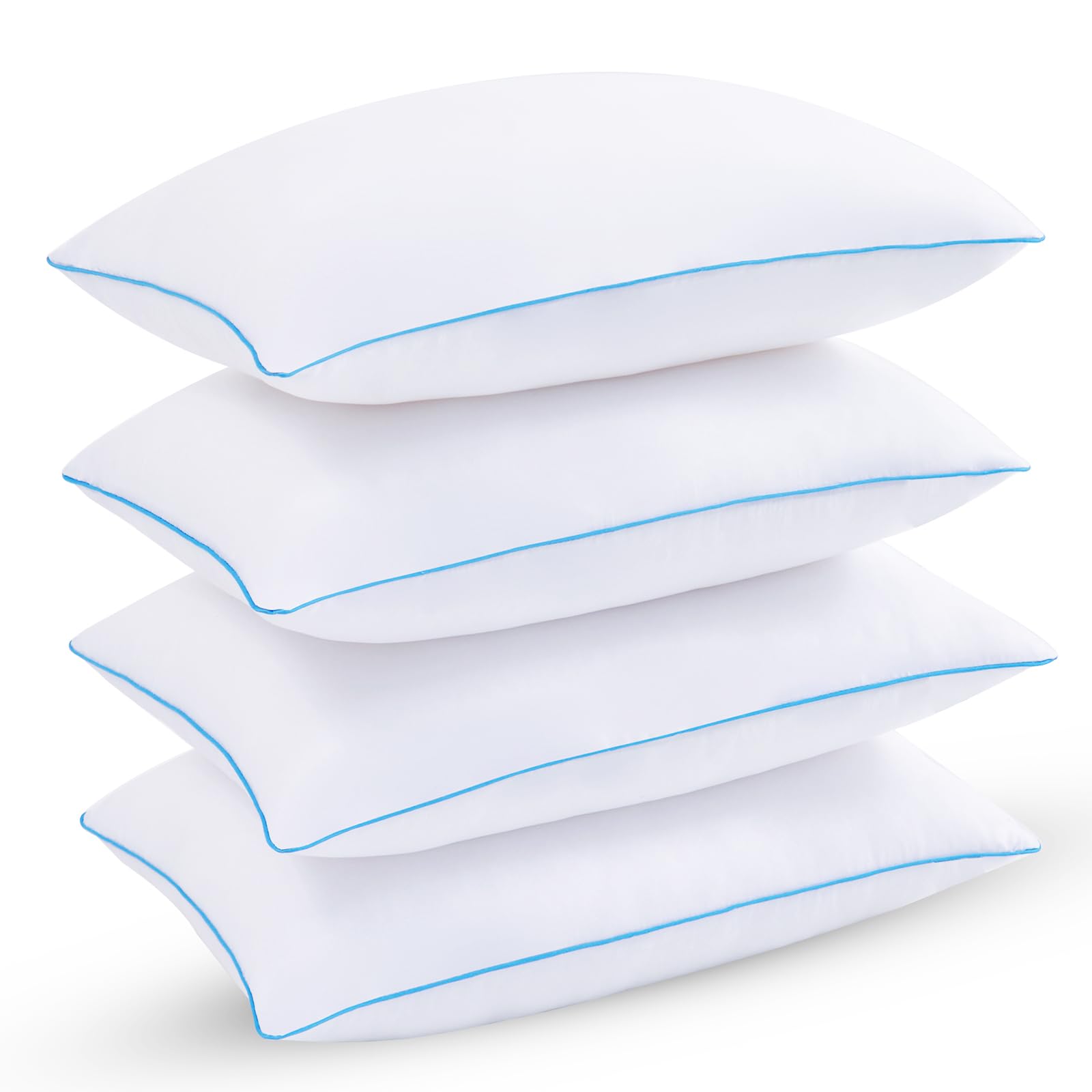 Uniqwamer Bed Pillows for Sleeping 4 Pack - Luxury Hotel Quality Pillows Standard Size Set of 4 - Cooling Pillows with Premium Plush Soft Down Alternative Fill for Back Side Sleepers - Medaid International