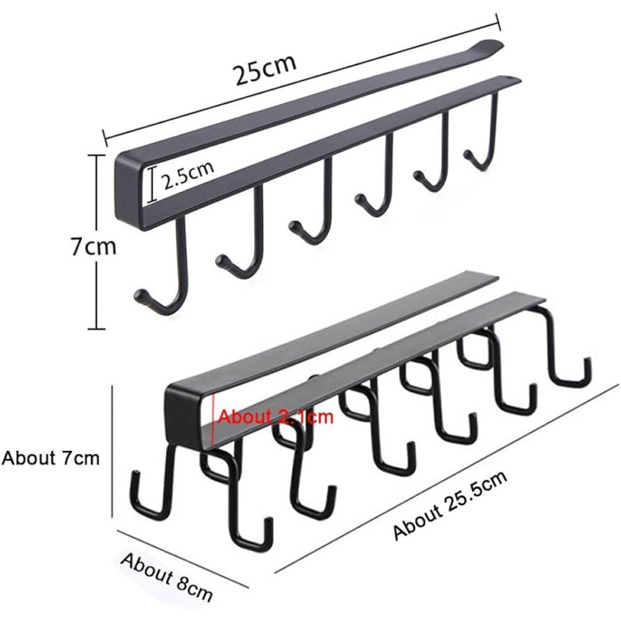 Stainless Steel 6 Hooks Hanging Shelf رف معلق من الستانلس ستيل 6 خطاطيف
