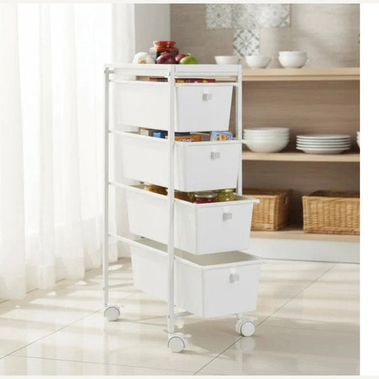 White trolley on wheels GALA, 4-tier By Wenko.de