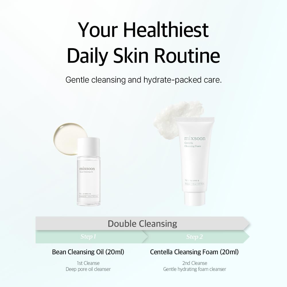 mixsoon Pure Glow Essentials Set-5-Step Skincare Kit - Hydrating Skincare Gift Set, Cleansing Oil, Foam, Toner, Essence, Cream (15ml*1+20ml*3+30ml*1) 105ml / 3.55 Fl. Oz. Korean Glass Skin Care - Medaid International