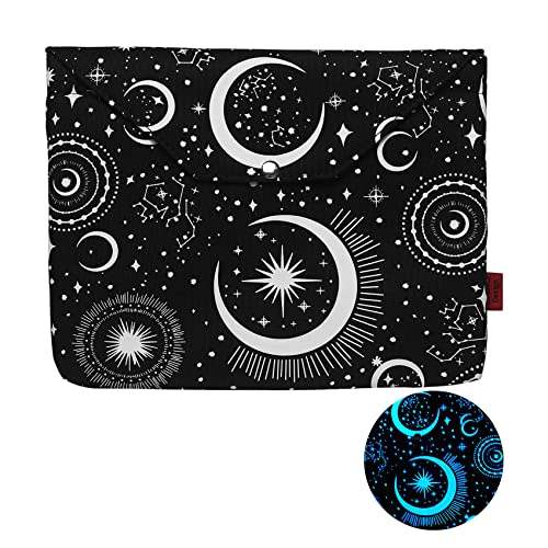 Lparkin - Glow in the Dark Padded Book Cover with Button & Extra Pocket, 11"x9"