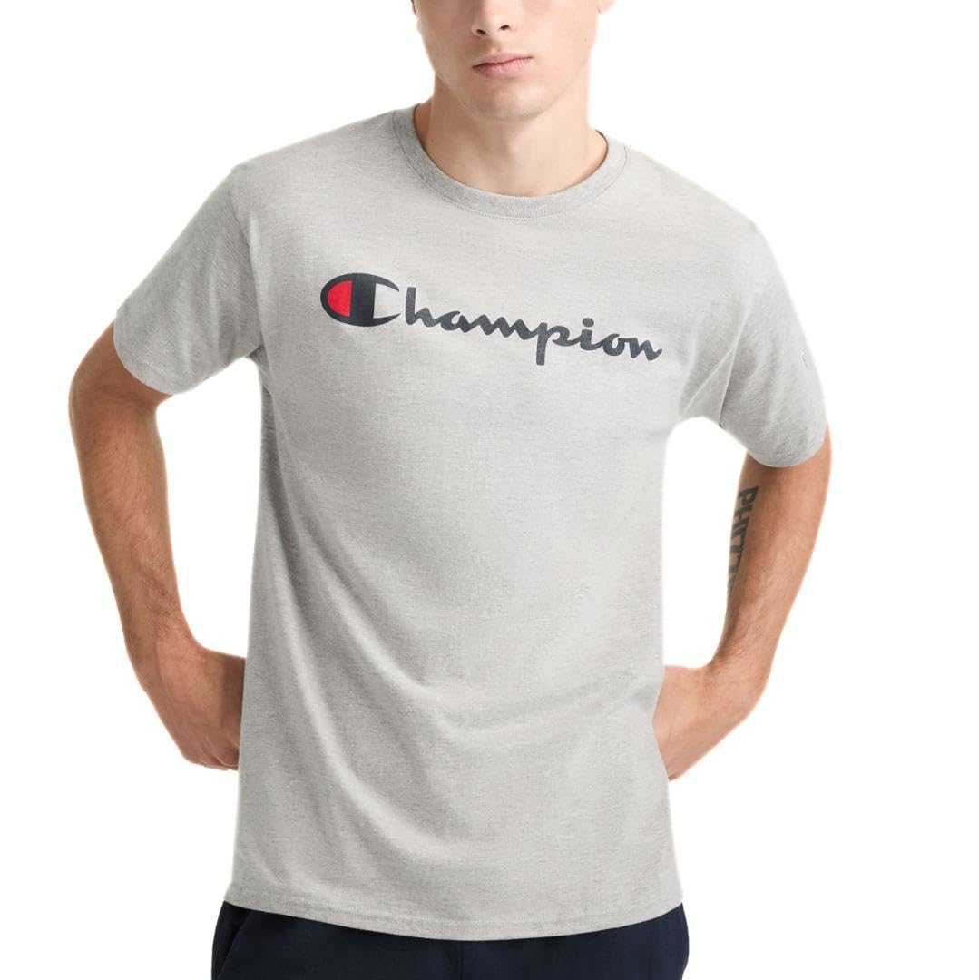 Champion Men's Classic Jersey T-Shirt, Oxford Grey Script, X-Large - Medaid International