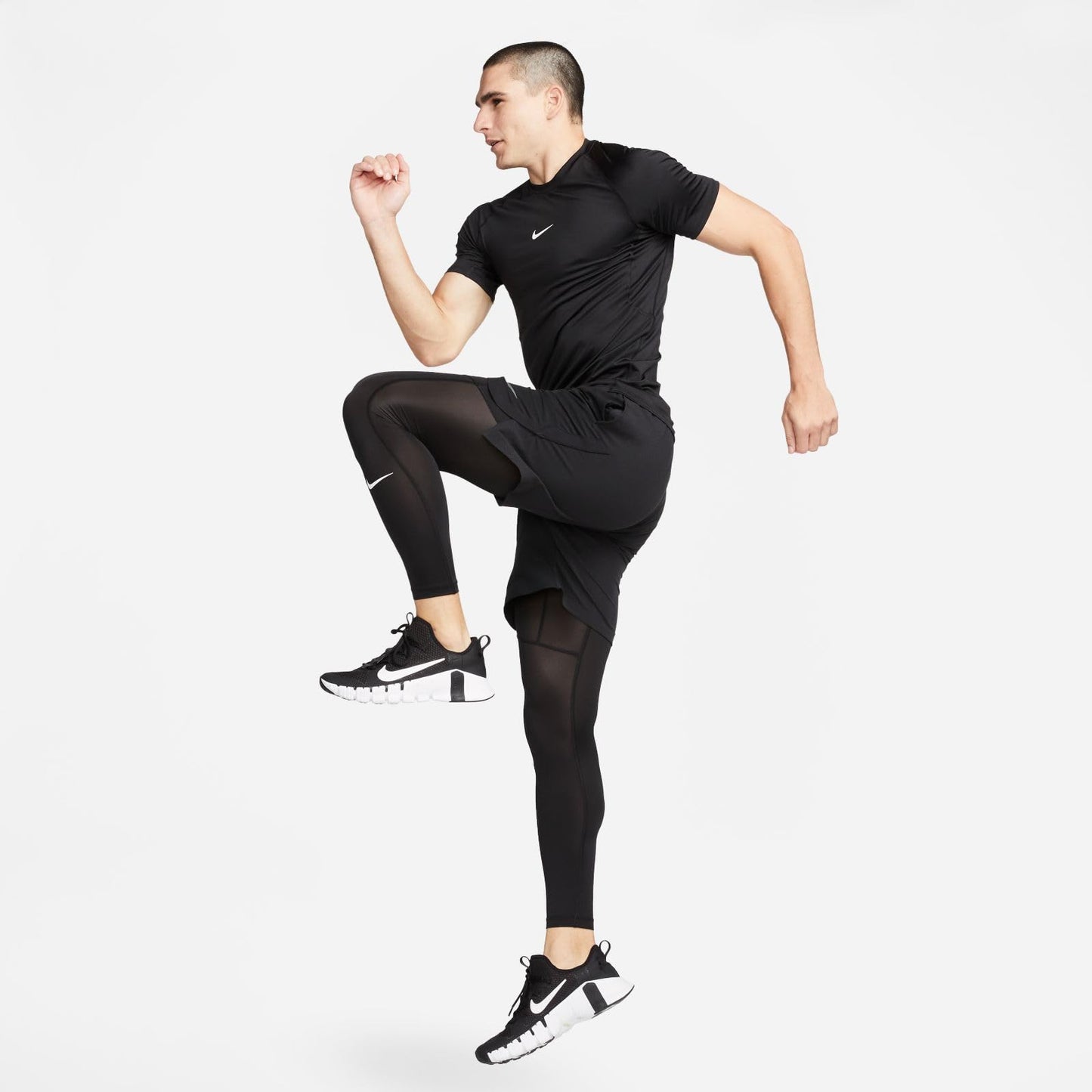 Nike Men's Pro Dri-Fit Slim Short Sleeve Top, Black/White - Medaid International