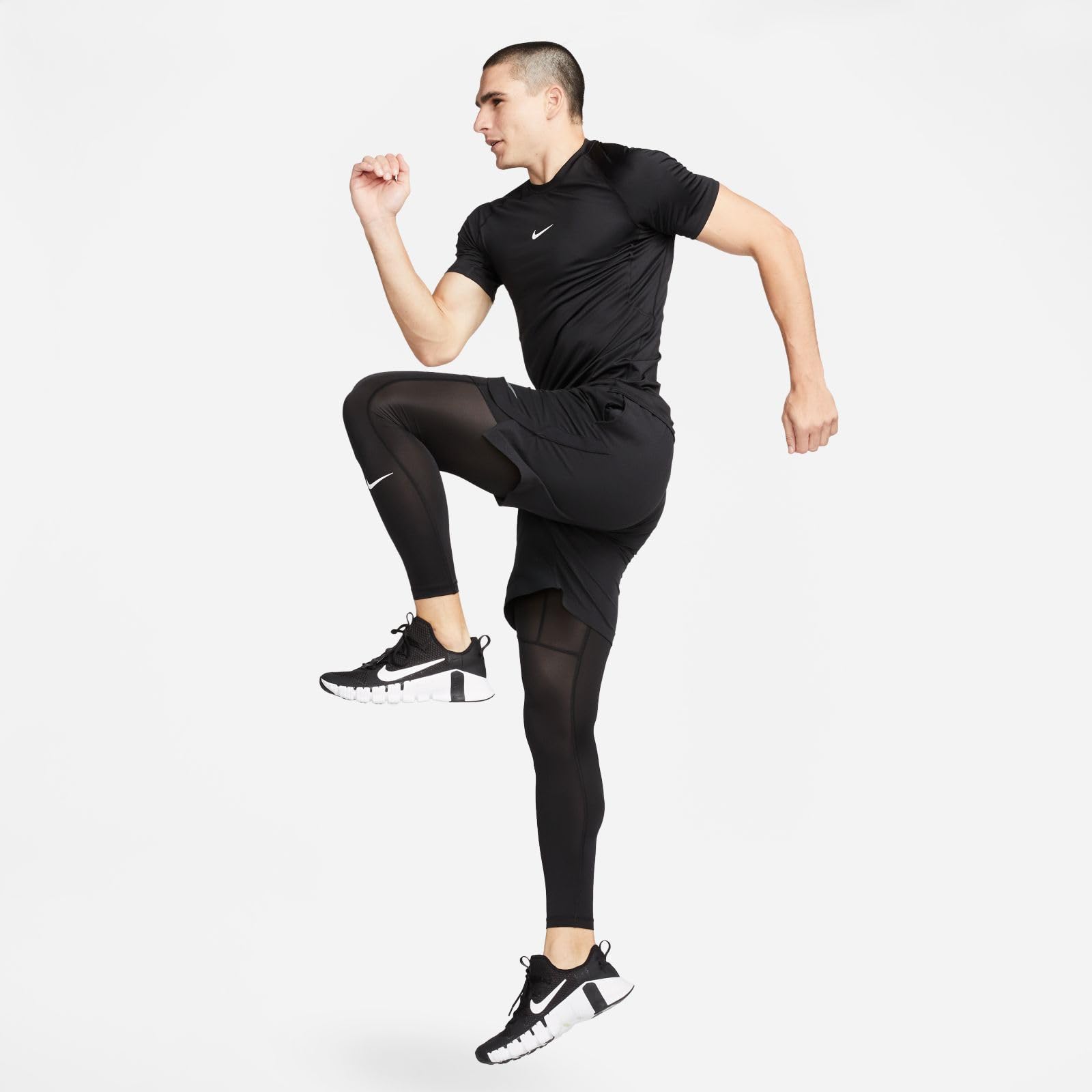 Nike Men's Pro Dri-Fit Slim Short Sleeve Top, Black/White - Medaid International