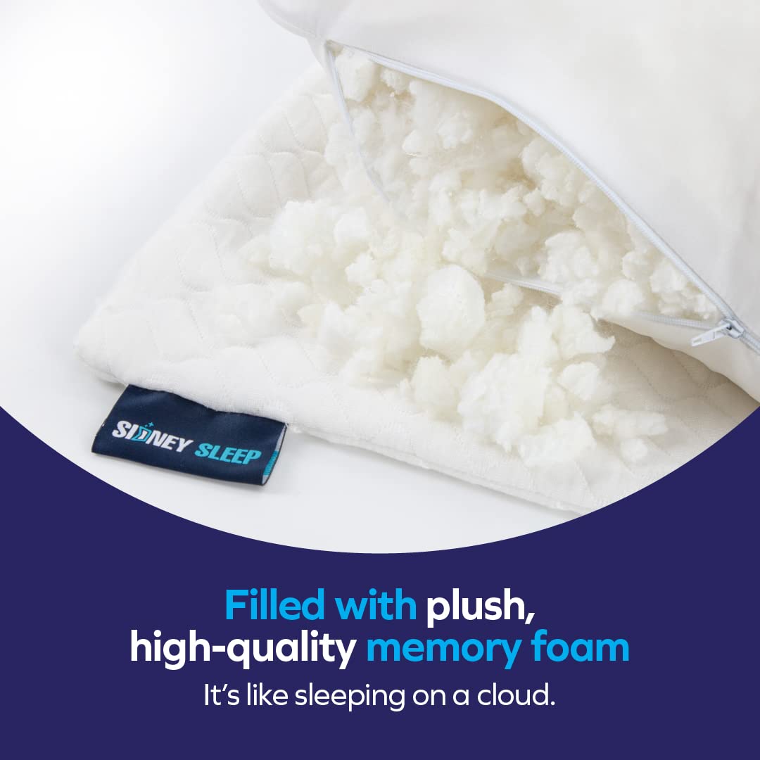 Sidney Sleep Pillow for Side and Back Sleepers - Comfort for Neck and Shoulder Pain - Adjustable Contour Fill - Queen Size - Extra Fill Included (White) - Medaid International