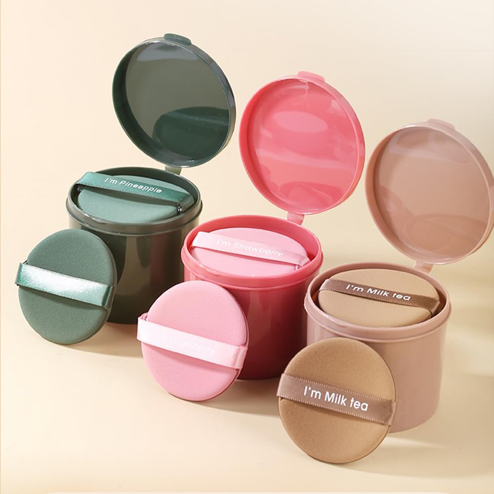 1 Box of 7 Cosmetic Puff Set with Box Water Drop Round Double Side Face Makeup Sponge Beauty Washable Powder Makeupup Tool (Round Pink) - Medaid International