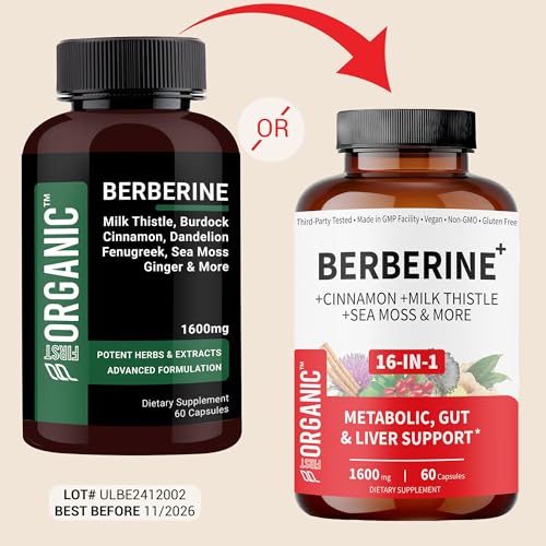 Berberine HCL Metabolic Guard+ Complex | 1600mg - 60 Caps | 16-IN-1 Herbal Cardiovascular, Liver & Gut Support | with Cinnamon, Milk Thistle, NAC & Zinc | Third-Party Lab Tested, Vegan, Non-GMO - Medaid International