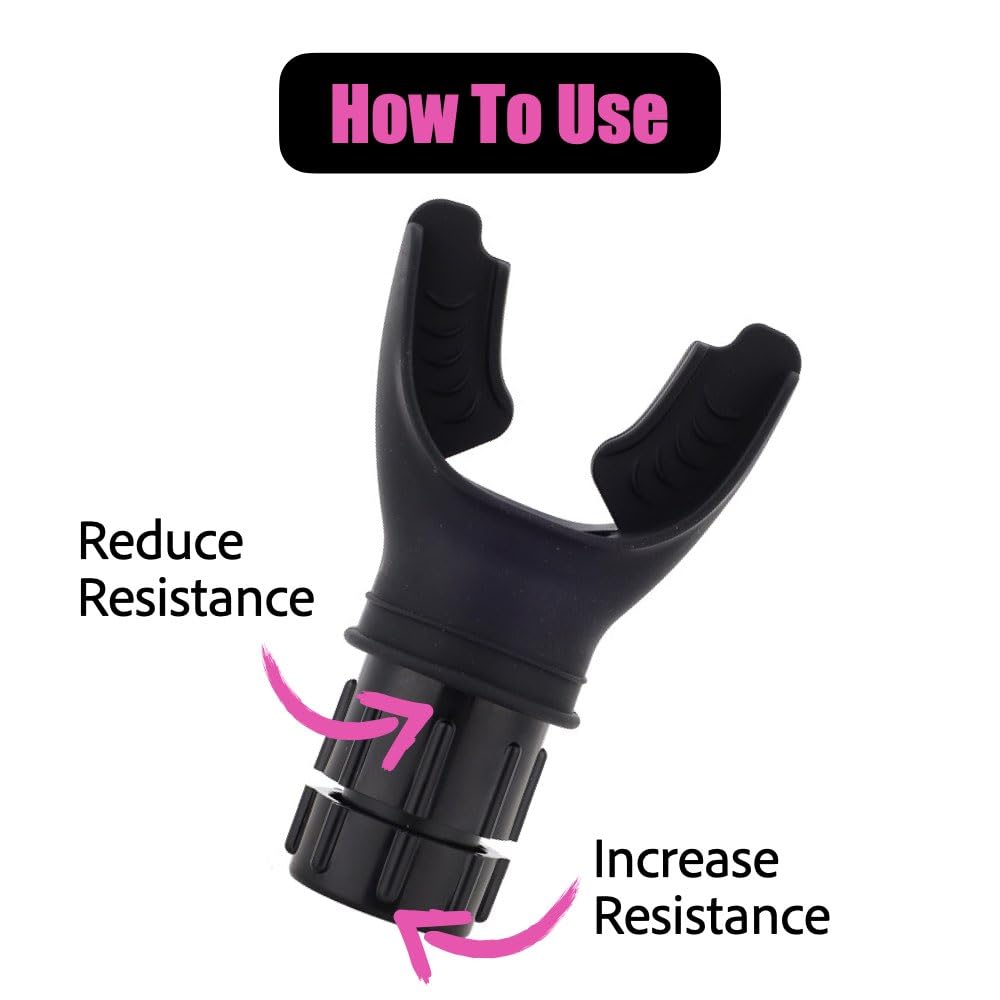 Breathing Trainer, Portable Respiratory Muscle Trainer with Adjustable Resistance, Compact Lung Exercise Device, Detachable for Easy Cleaning - Black - Medaid International