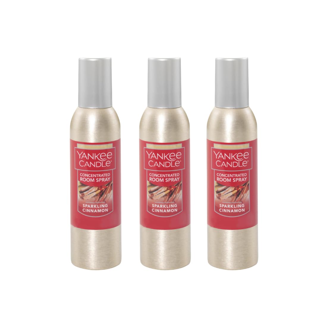 Yankee Candle Concentrated Air Freshener Room Spray, Odor Eliminator for Home, Bathroom, Sparkling Cinnamon, 1.5 Oz (Pack of 3) - Medaid International