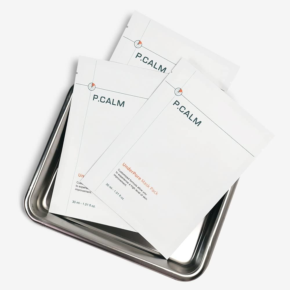 P.CALM Underpore Facial Sheet Mask – Pack of 5 with Niacinamide & BHA for Moisturizing & Exfoliating, Korean Vegan Sheet Mask for Sensitive Skin (30ml x 5ea) - Medaid International