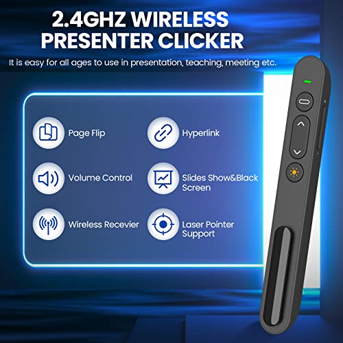 Rioicc - 2.4GHz Wireless Presentation Clicker with Hyperlink & Volume Control