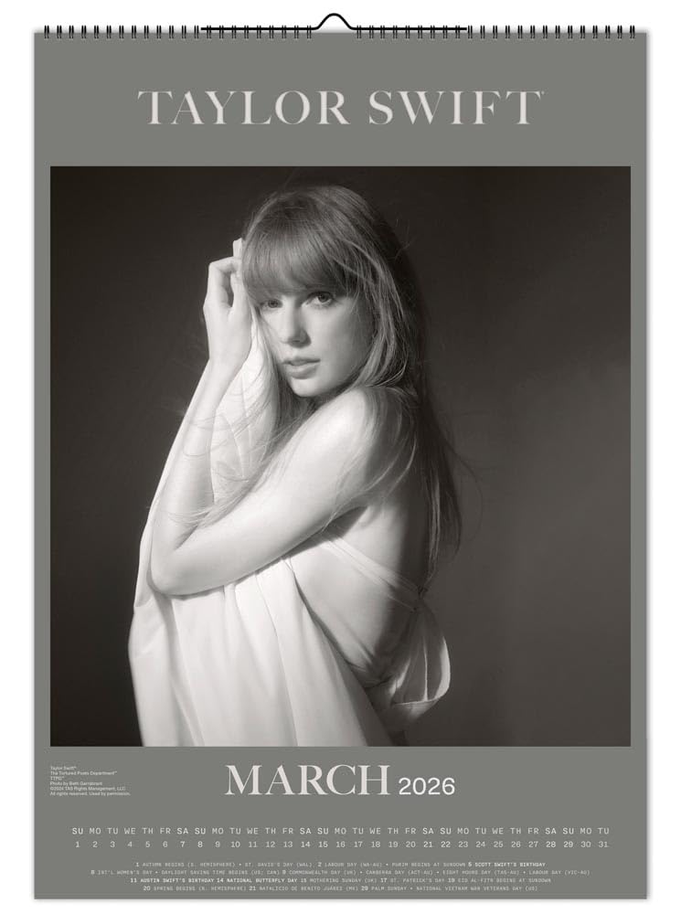 Taylor Swift OFFICIAL | 2026 11.7 x 16.5 Inch (Hanging) Monthly A3 Poster Wall Calendar | BrownTrout | Music Pop Singer Songwriter Celebrity - Medaid International