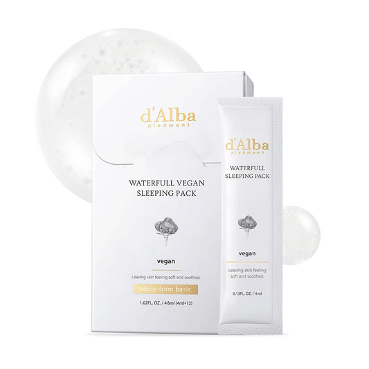 d'alba Piedmont Italian White Truffle Waterfull Vegan Sleeping Pack, Non Wash-off Overnight Face Mask, Portable Gel-type for moisture retention, Safe for sensitive skin, Korean Skin Care - Medaid International