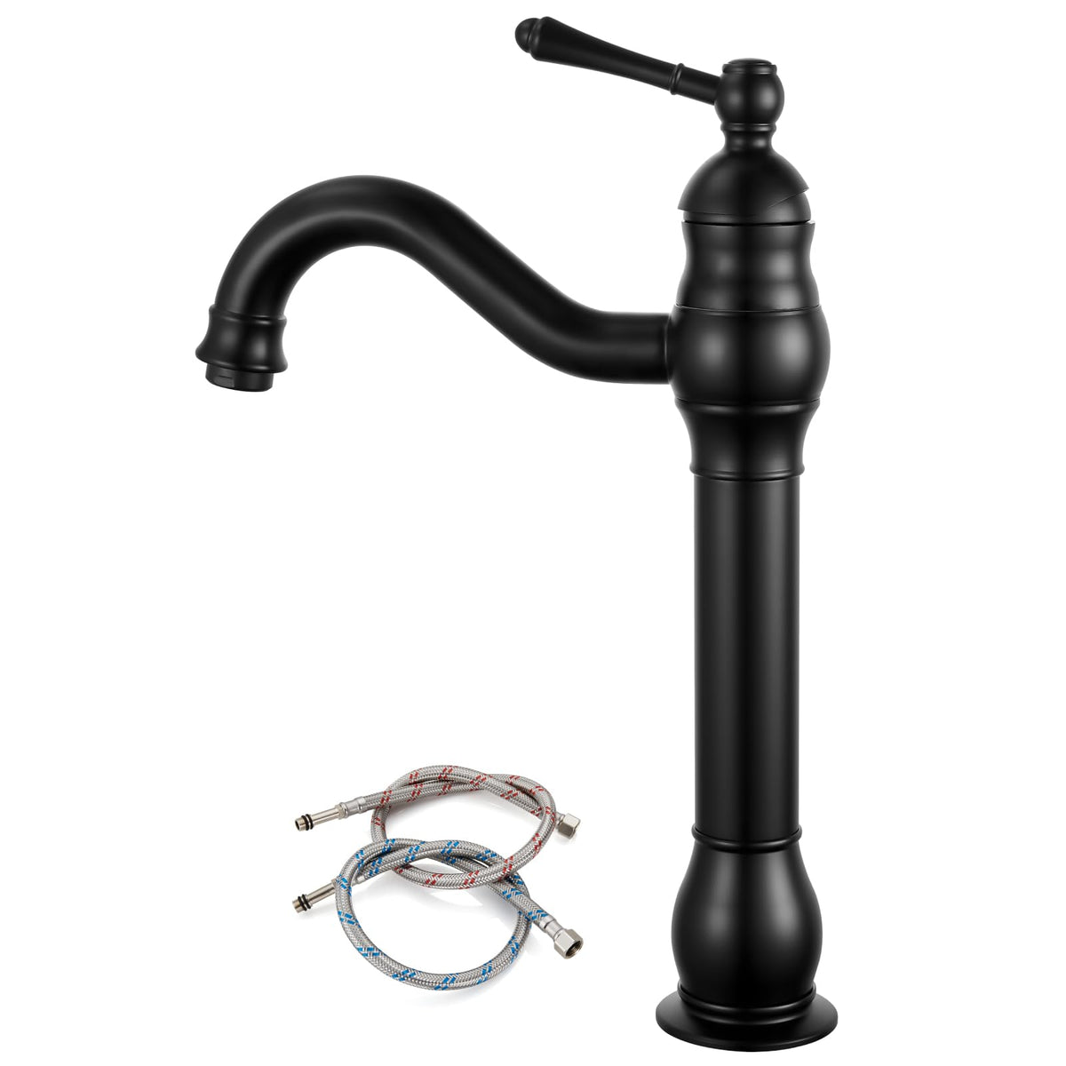 gotonovo Bathroom Vessel Sink Faucet Polish Chrome Single Handle Lavatory Vanity Mixer Bar Tap 360° Swivel with Pop Up Drain Tall Spout Single Hole Deck Mount