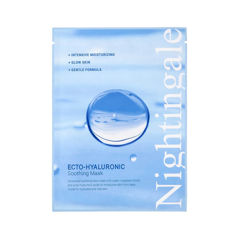 Nightingale Ecto-hyaluronic Soothing Mask, Hyaluronic Acid, Betula Alba Juice, Ectoin, Korean Hydrating Facial Mask, Alcohol Free, Korean Skin Care - Medaid International