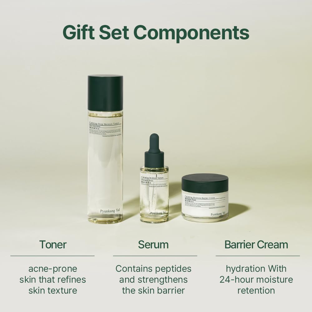 Pyunkang Yul Calming Line Gift Box Set-Korean Facial Skin Care Essential for Daily Moisturizing with Toner, Serum, Cream, Vegan & Cruelty Free Stocking Stuffer Christmas Holiday New Year gift set - Medaid International