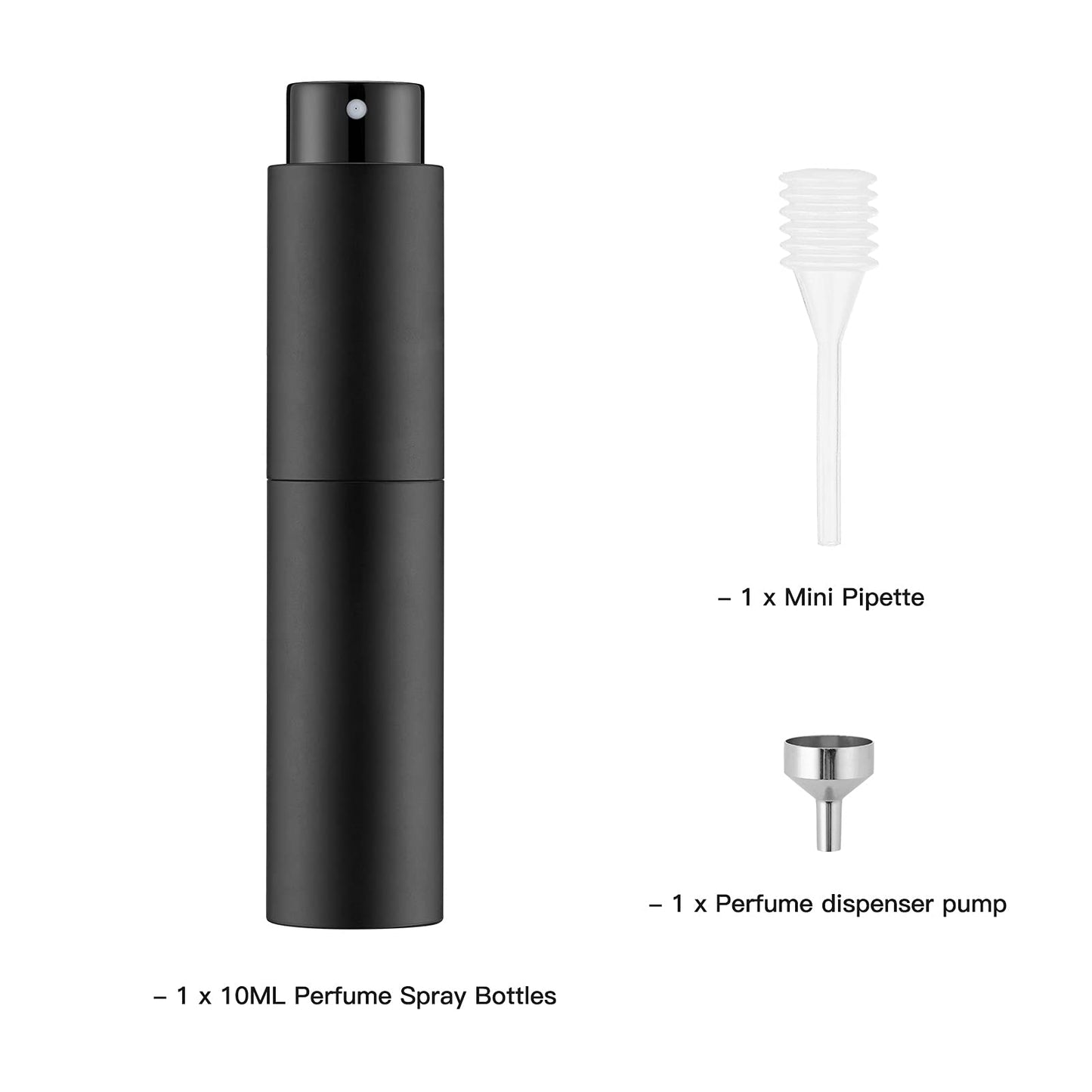 Tekson 10ml Travel Perfume Atomizer Refillable, Mini Cologne Spray Bottle Empty, Small Coffee Spray Bottle (Black) - Medaid International