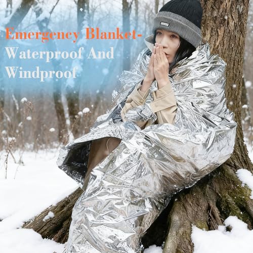 4 Pack Emergency Blankets, 51 * 82 in Space Blanket Survival Gear kit Camping Blanket, for Outdoors, Hiking, Bug Out Bag, or First Aid 1
